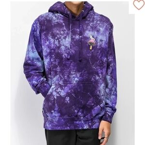RIPNDIP, UNISEX Psychedelic Nerm Purple/Blue Tie Dye Hoodie, Size Medium